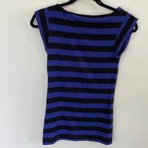 French Connection purple and black striped casual 90’s Y2K cap sleeve tee XS